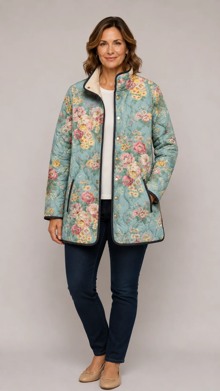 Isabelle | Floral-Print Quilted Jacket