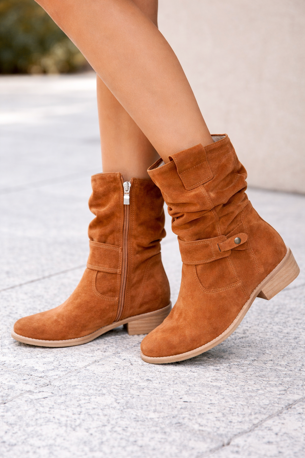 Elena | Suede-Look Cushioned Mid-Calf Boots for Women