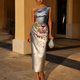 Satinelle | Floral Satin Midi Dress