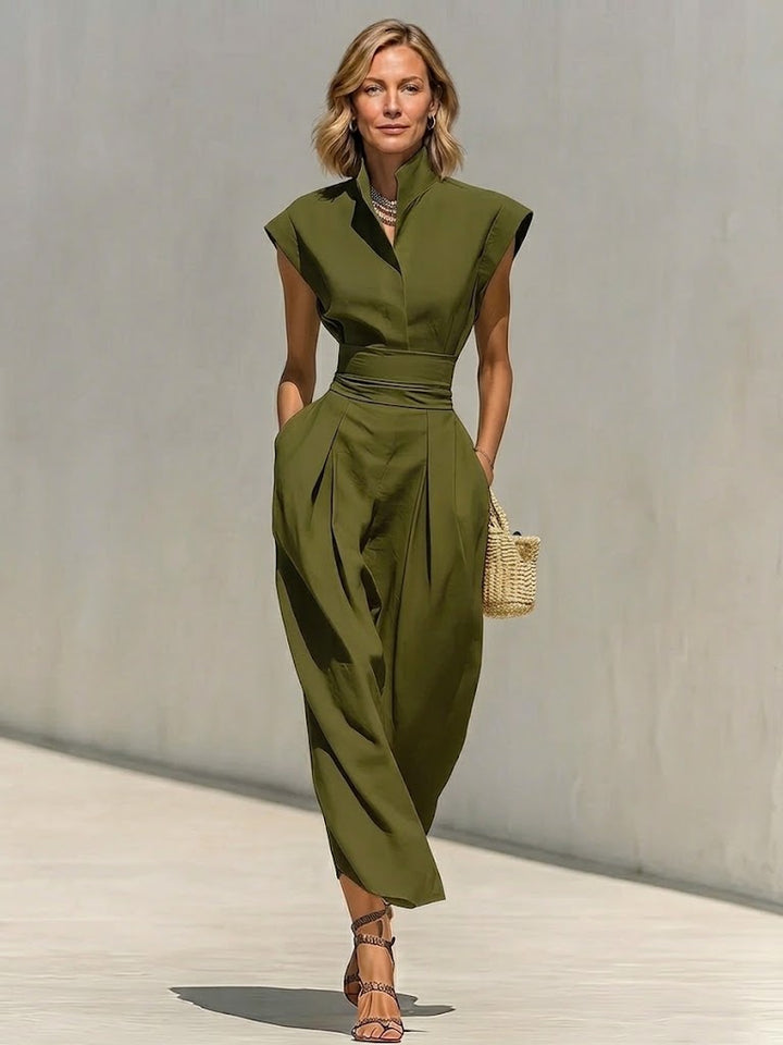 Sabine high-neck two-piece skirt set by Bennett and Lowe, stylish dress with fitted top and flowing skirt.