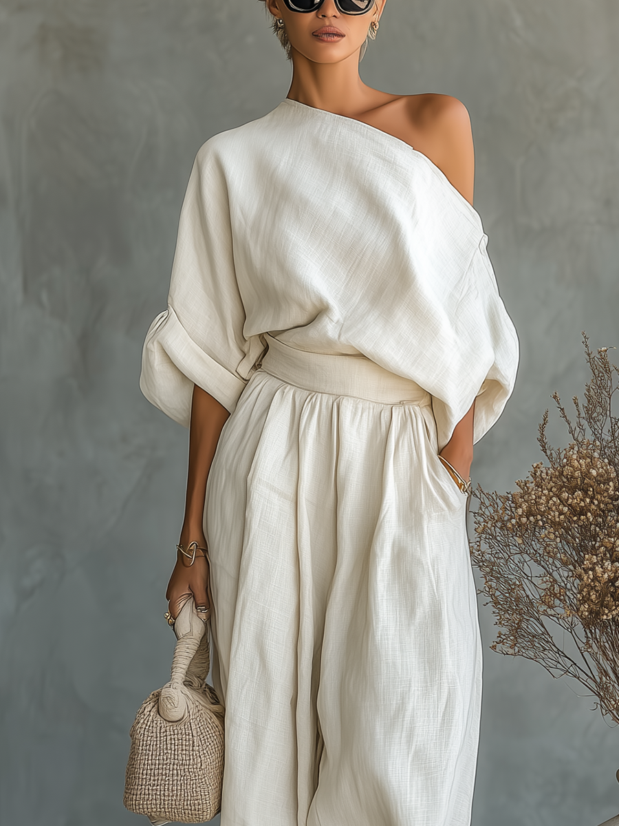 Selene relaxed draped two-piece women's set by Bennett and Lowe, featuring a comfortable, stylish design with flowing fabric.
