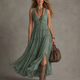 Ava | Gathered V-Neck Maxi