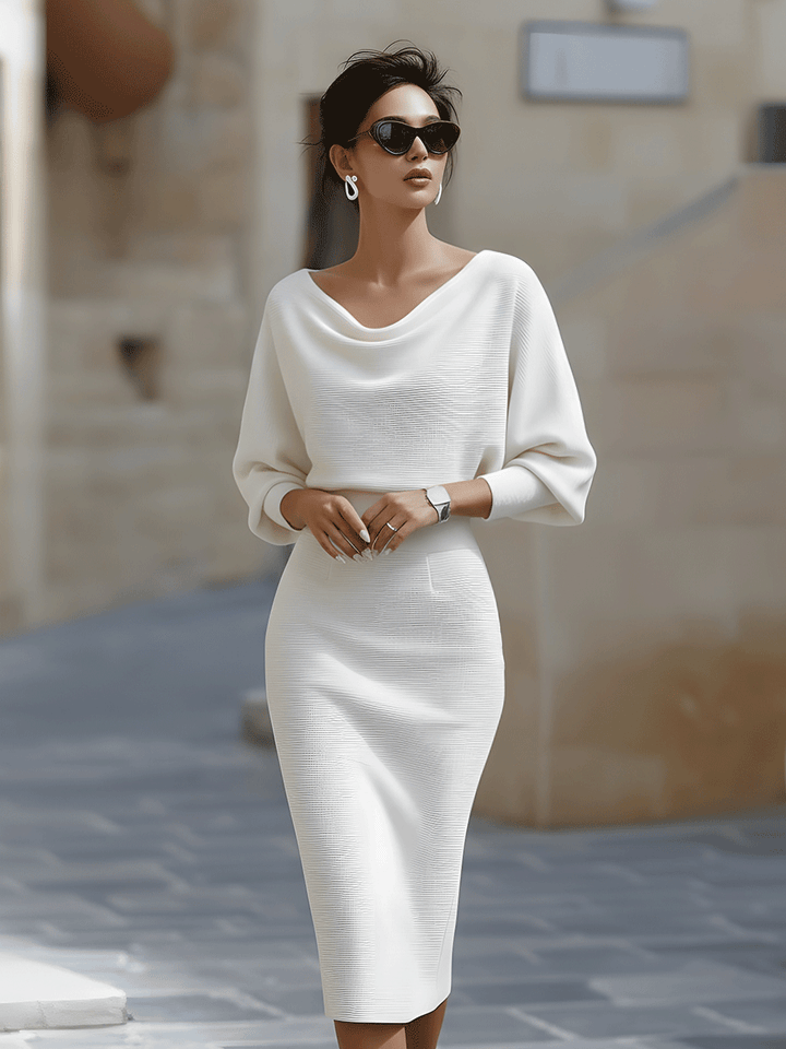 Lydia | Draped Batwing-Sleeve Midi Dress for Women