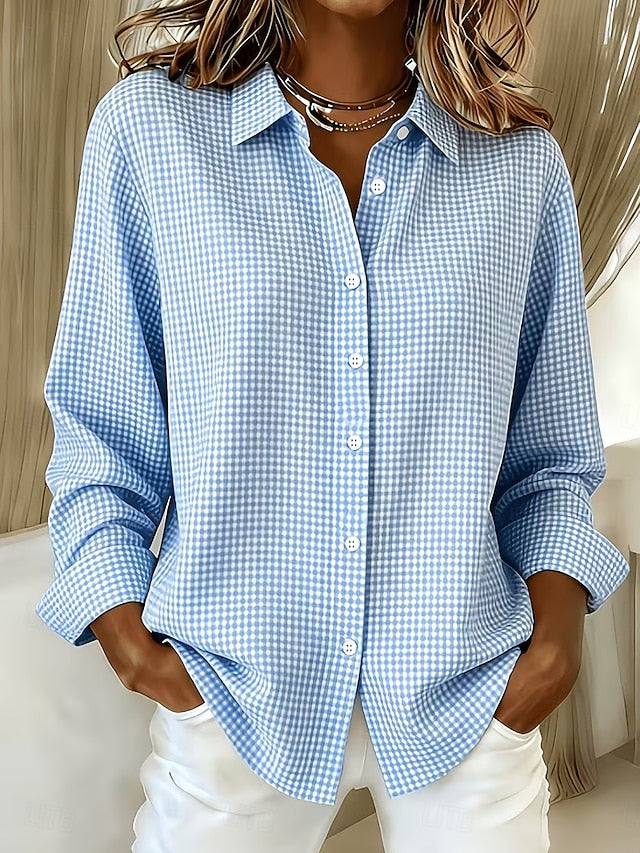 Elise | Gingham Button-Front Blouse