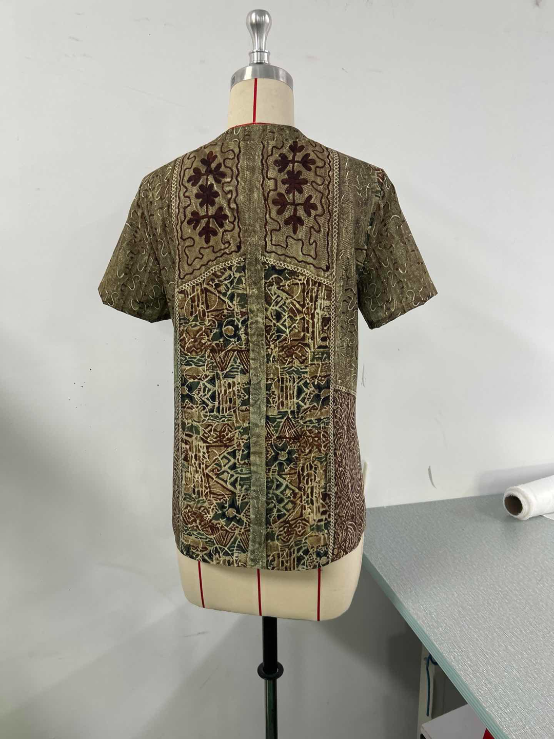 Odalie | Patchwork Print Henley Top
