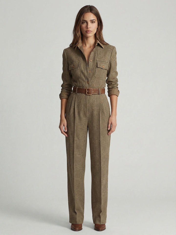 Celia | Checked Wide-Leg Jumpsuit