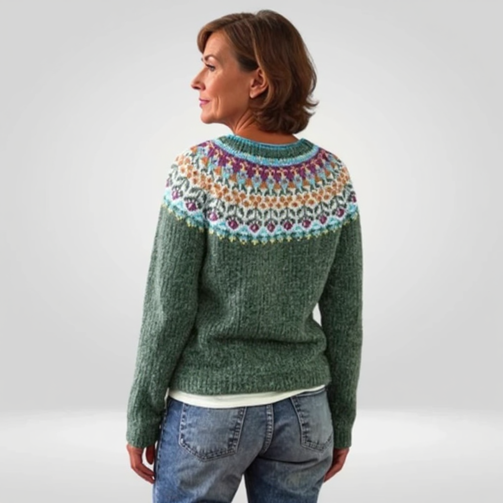 Whitney | Evergreen Nordic Yoke Patterned Sweater