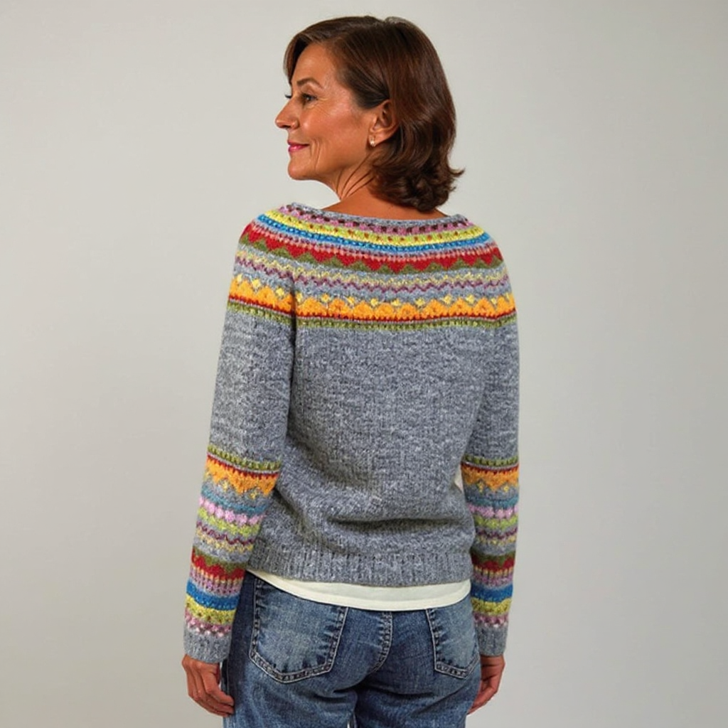 Cassandra | Rainbow Yoke Patterned Sweater