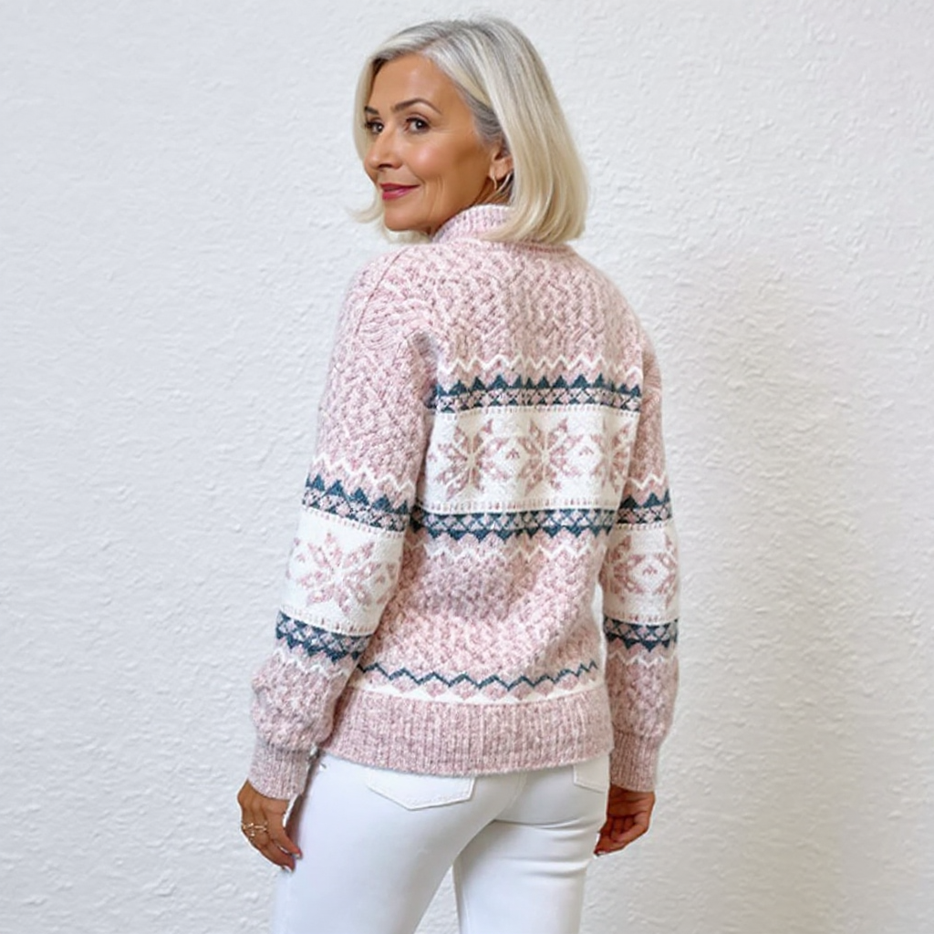 Amber | Snowflake Band Patterned Sweater