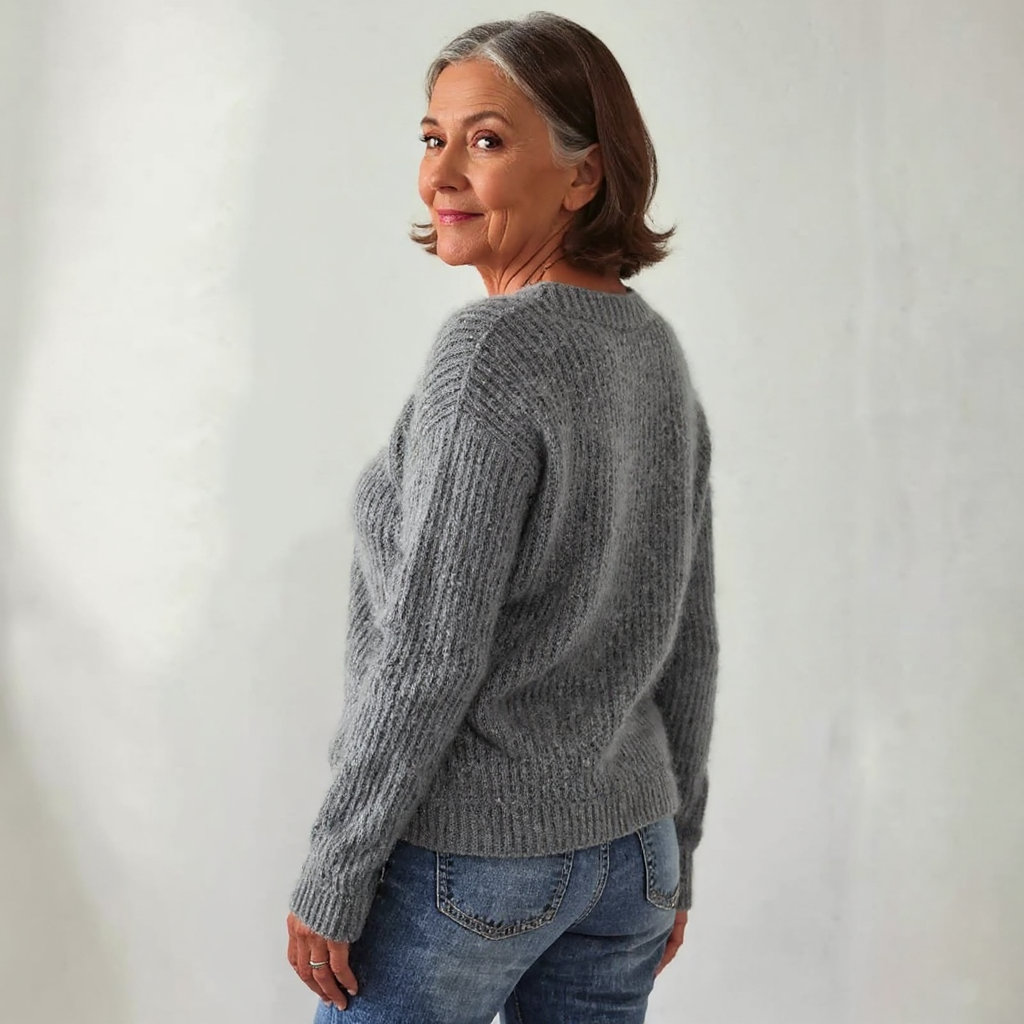 Kimberly | Gray Sheep Motif Patterned Sweater