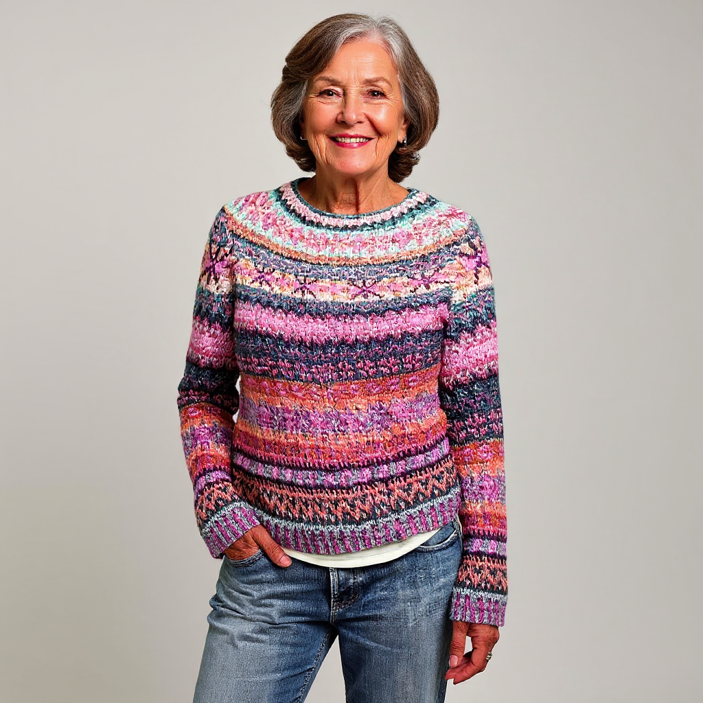 Brianna | Rose Multi Fair Isle Patterned Sweater