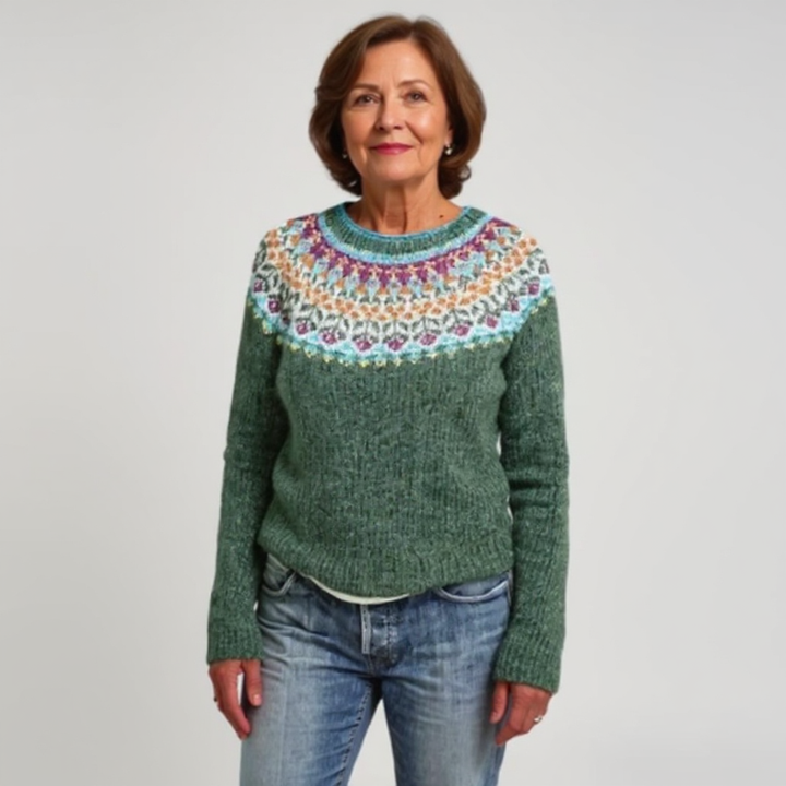 Whitney | Evergreen Nordic Yoke Patterned Sweater