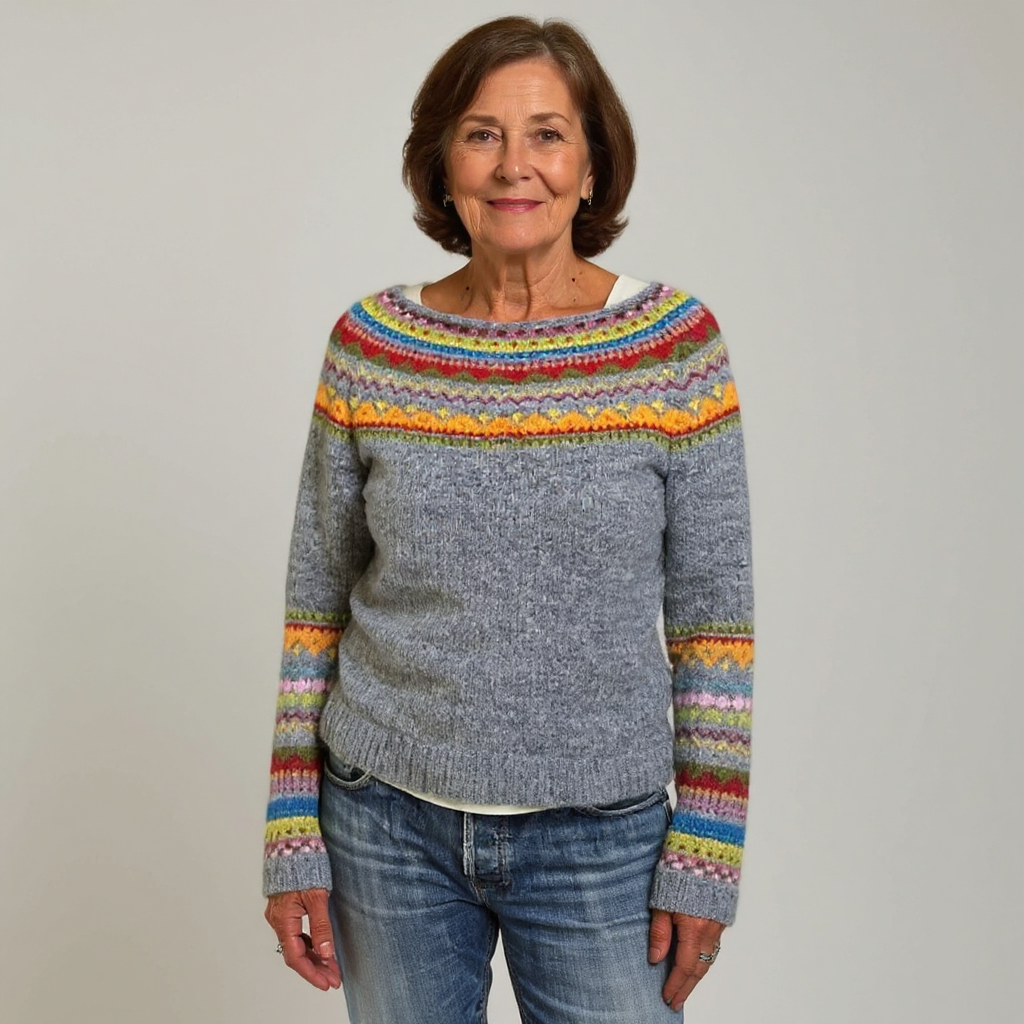Cassandra | Rainbow Yoke Patterned Sweater