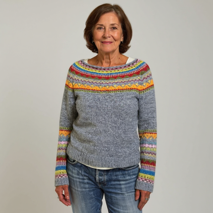 Cassandra | Rainbow Yoke Patterned Sweater