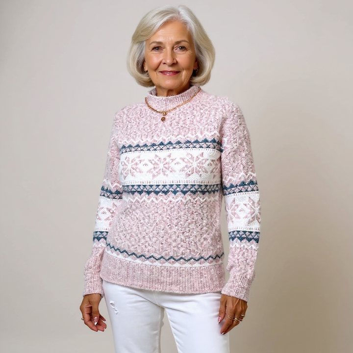 Amber | Snowflake Band Patterned Sweater