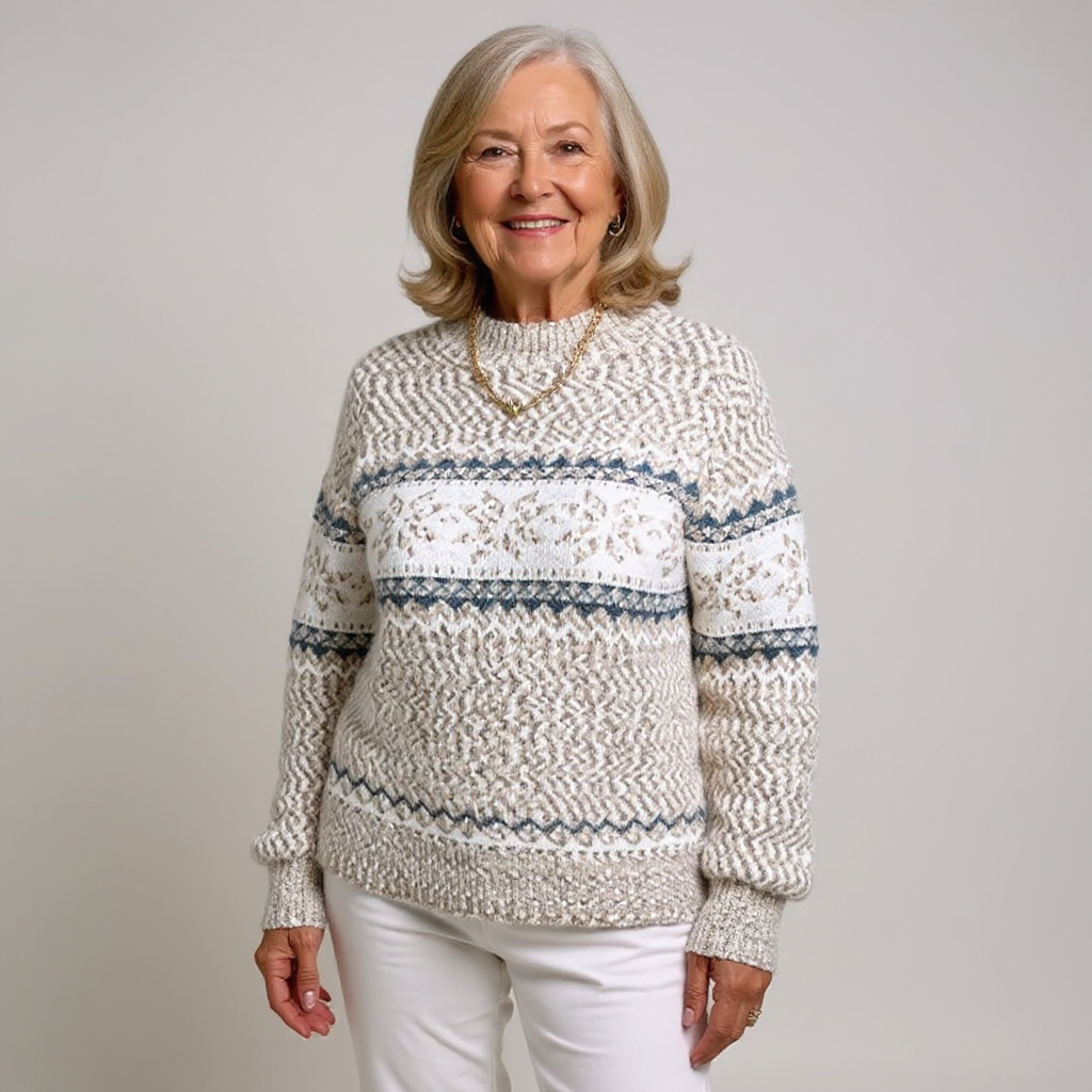 Amber | Snowflake Band Patterned Sweater