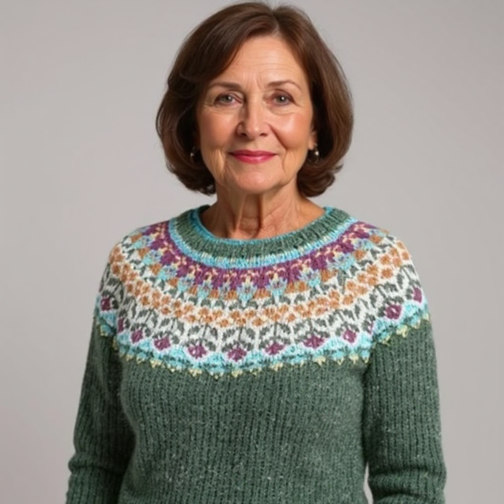 Whitney | Evergreen Nordic Yoke Patterned Sweater