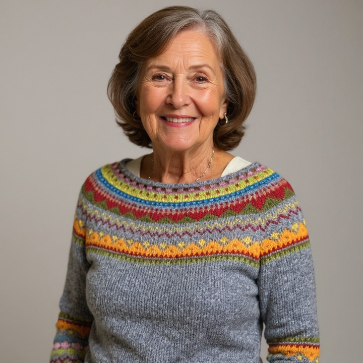 Cassandra | Rainbow Yoke Patterned Sweater