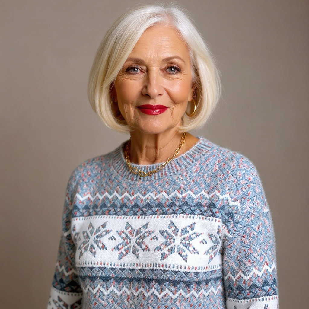 Amber | Snowflake Band Patterned Sweater