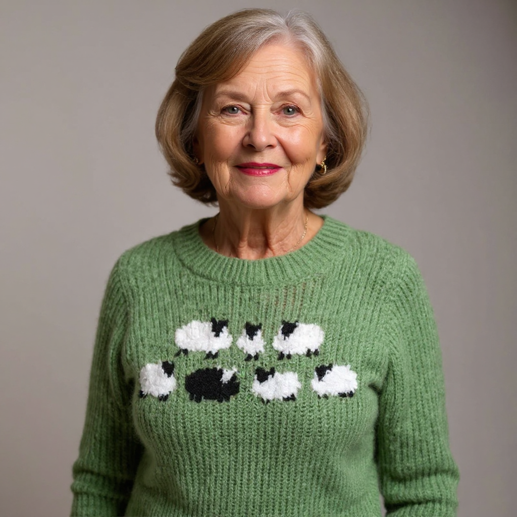Nicole | Green Sheep Motif Patterned Sweater
