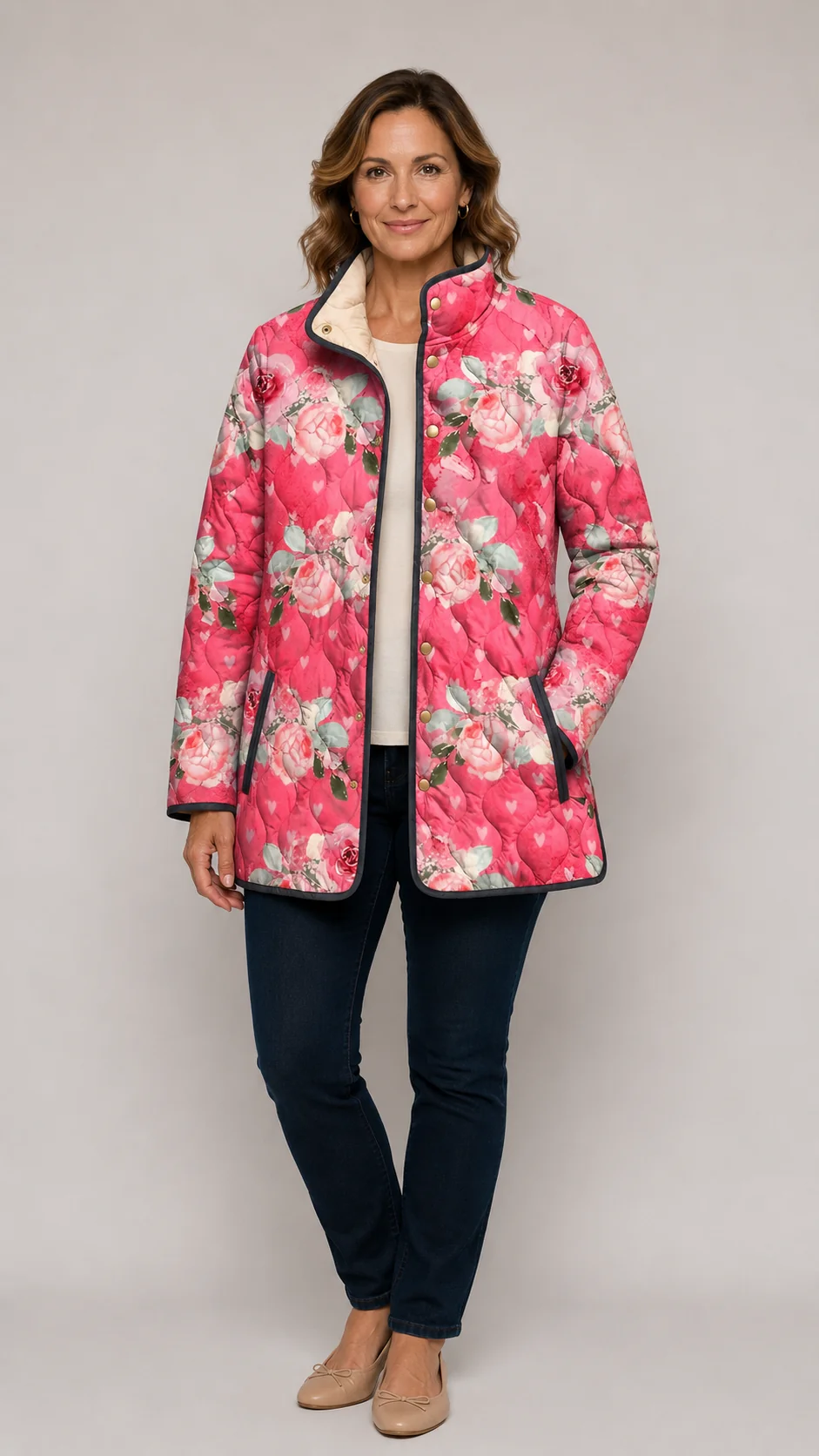 Leonora | Pink Floral Quilted Jacket
