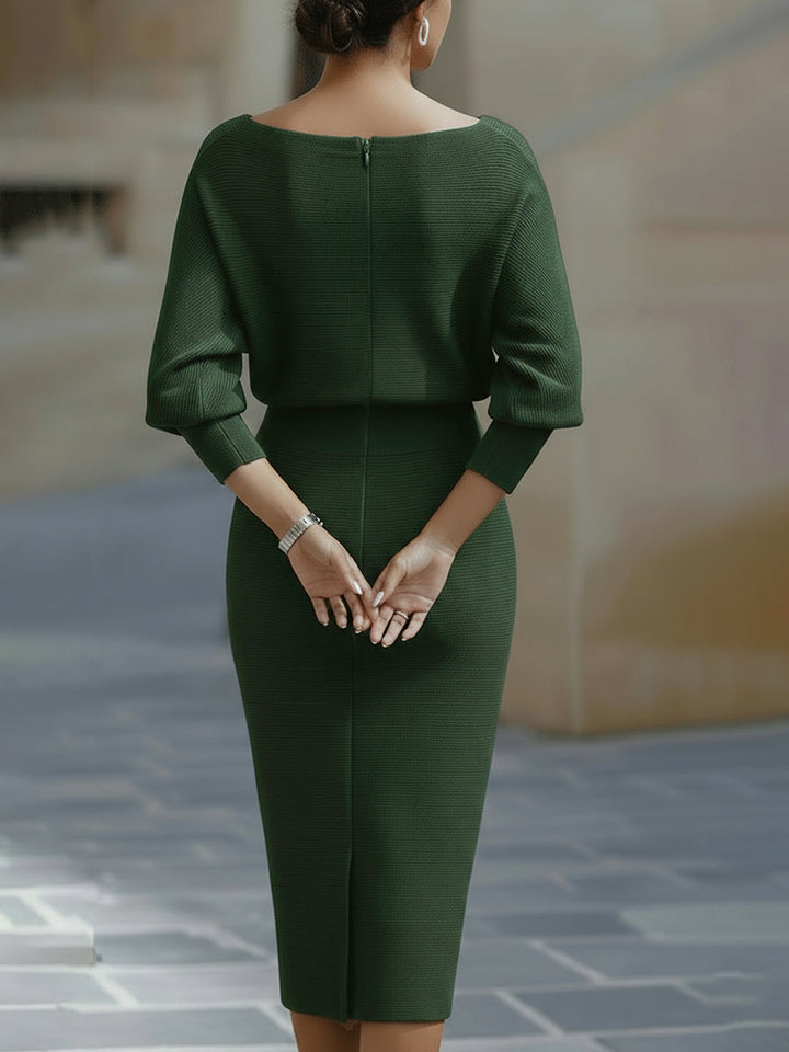 Lydia | Draped Batwing-Sleeve Midi Dress for Women
