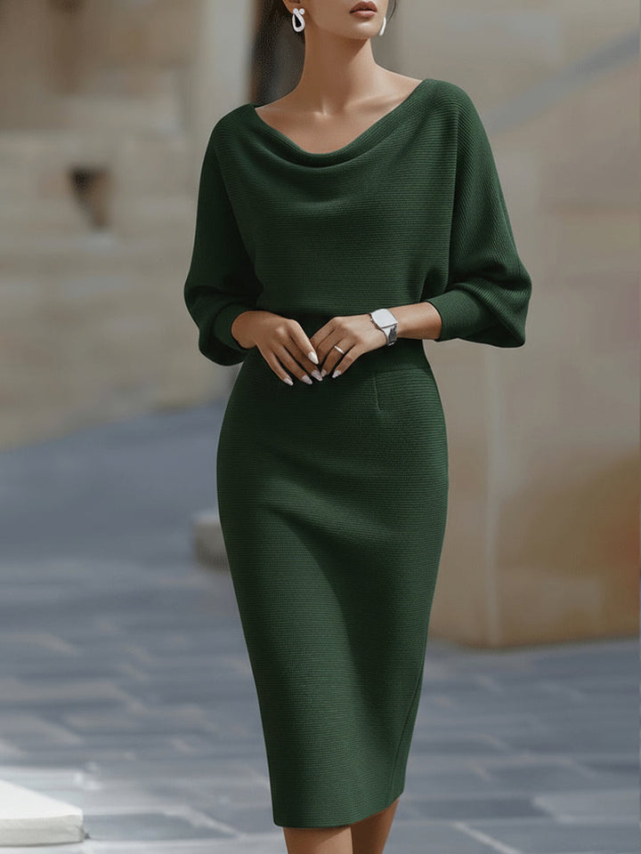 Lydia | Draped Batwing-Sleeve Midi Dress for Women