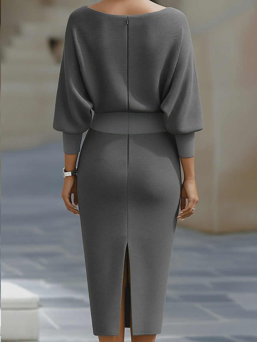 Lydia | Draped Batwing-Sleeve Midi Dress for Women