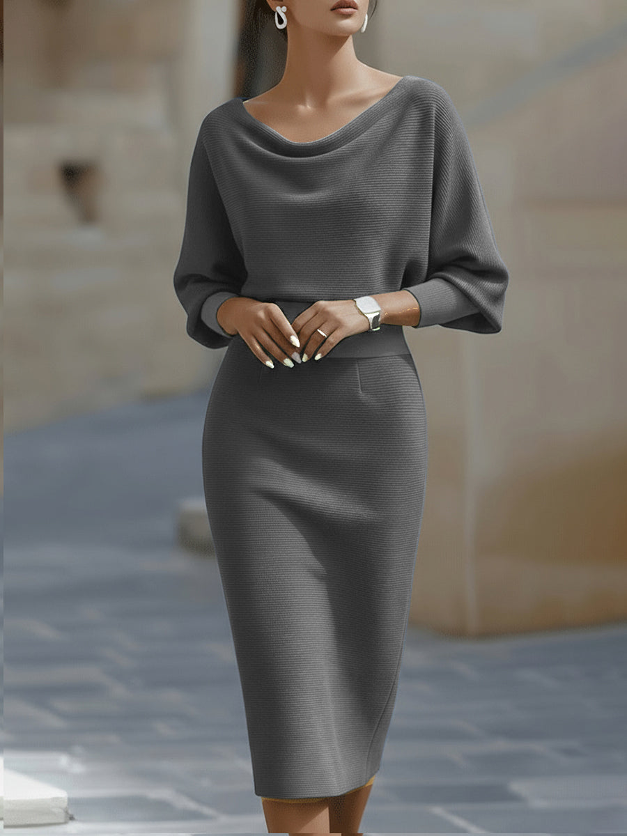 Lydia | Draped Batwing-Sleeve Midi Dress for Women