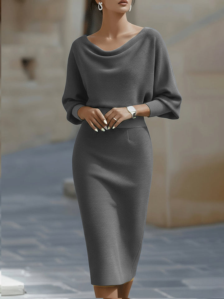 Lydia | Draped Batwing-Sleeve Midi Dress for Women