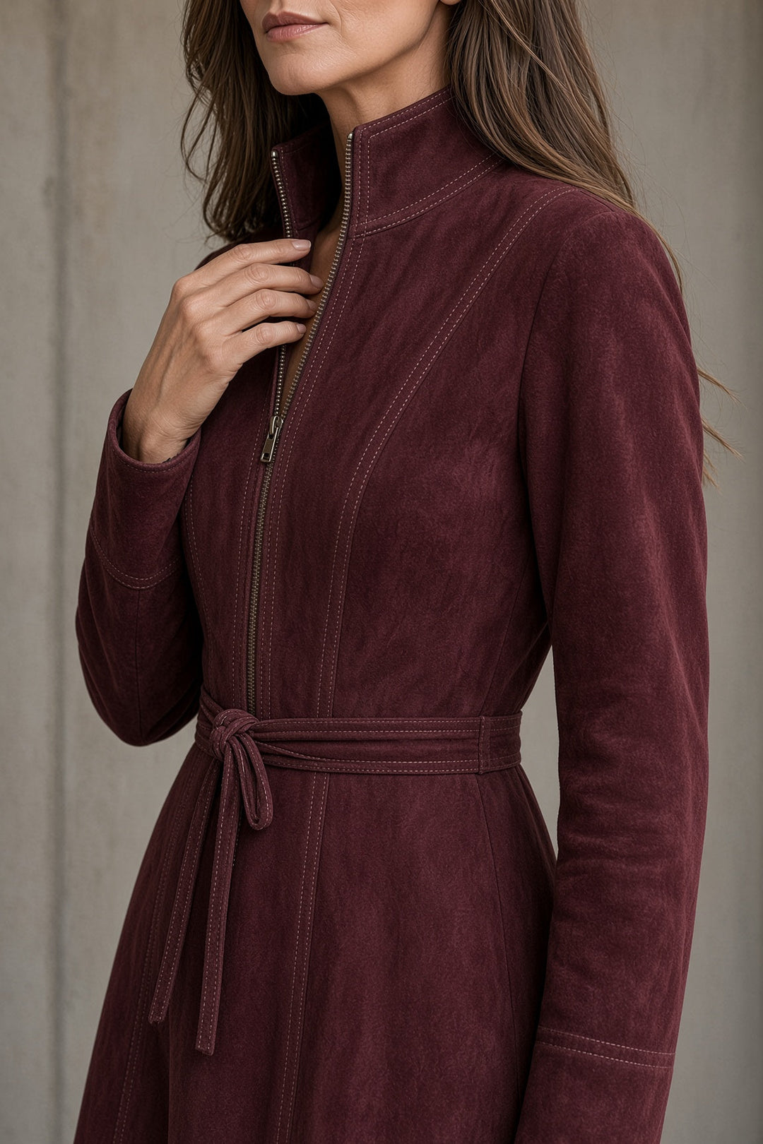 Daisy beltless zip-front midi dress by Bennett and Lowe, featuring a fitted silhouette and classic button-up front.