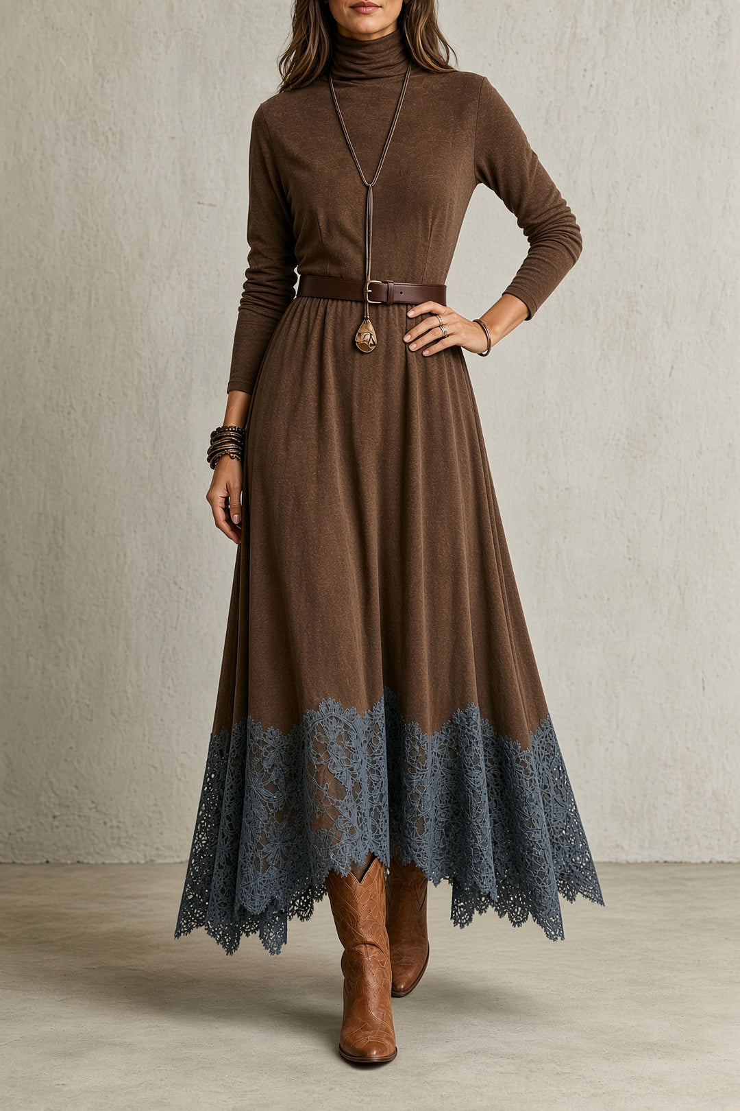 Erika lace-hem maxi dress by Bennett and Lowe featuring a flowing silhouette and intricate lace hem detail.