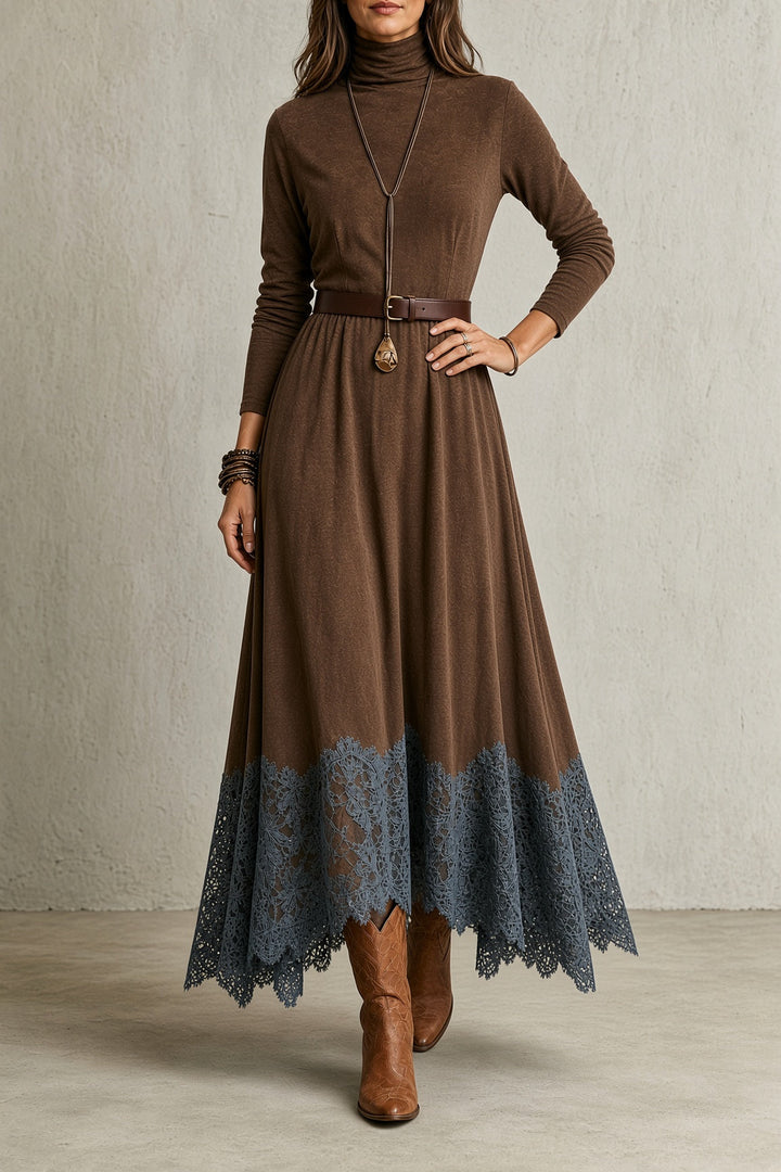 Erika lace-hem maxi dress by Bennett and Lowe featuring a flowing silhouette and intricate lace hem detail.