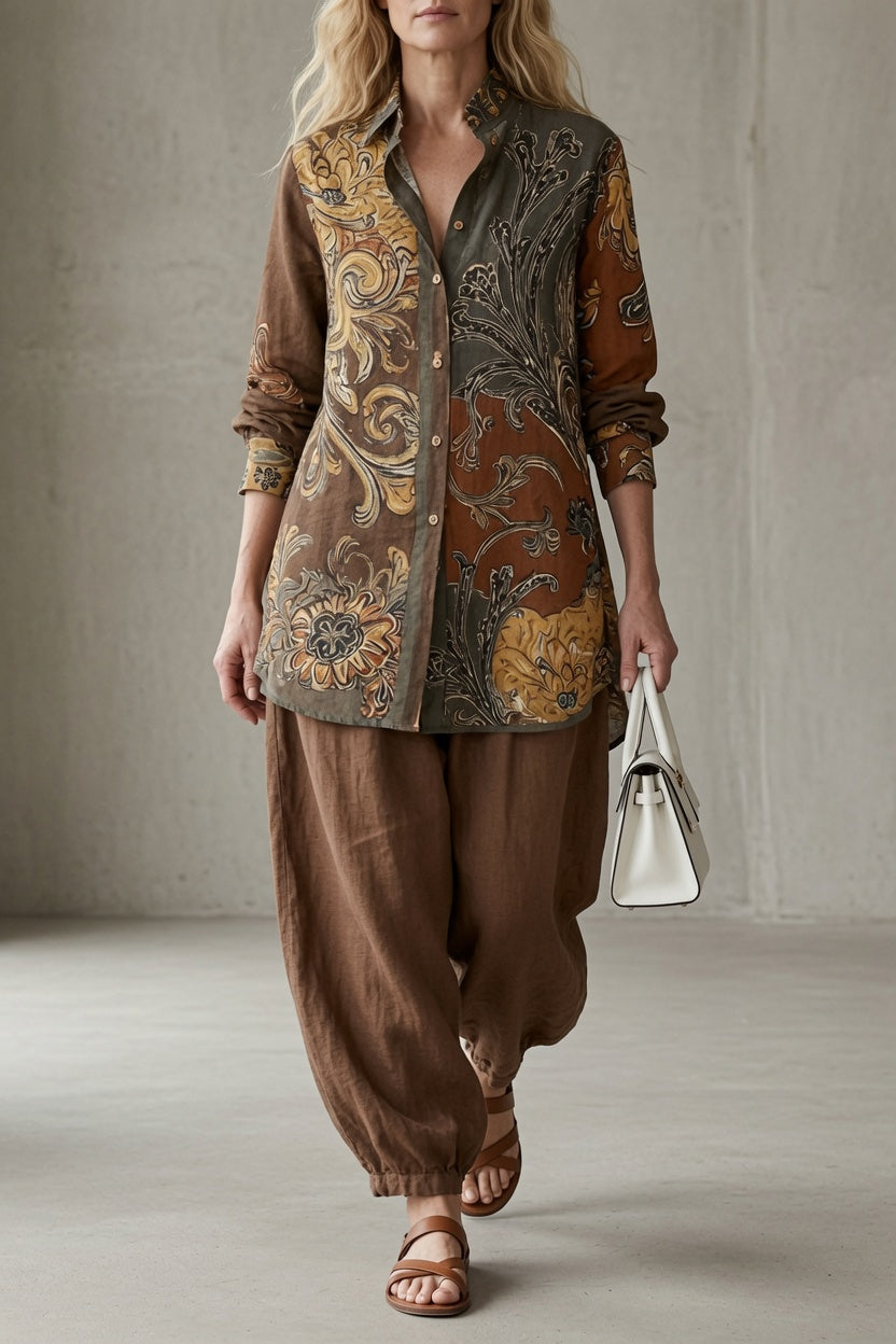 Vintage bohemian Tara two-piece set for women by Bennett and Lowe, featuring flowy fabric and intricate patterns.