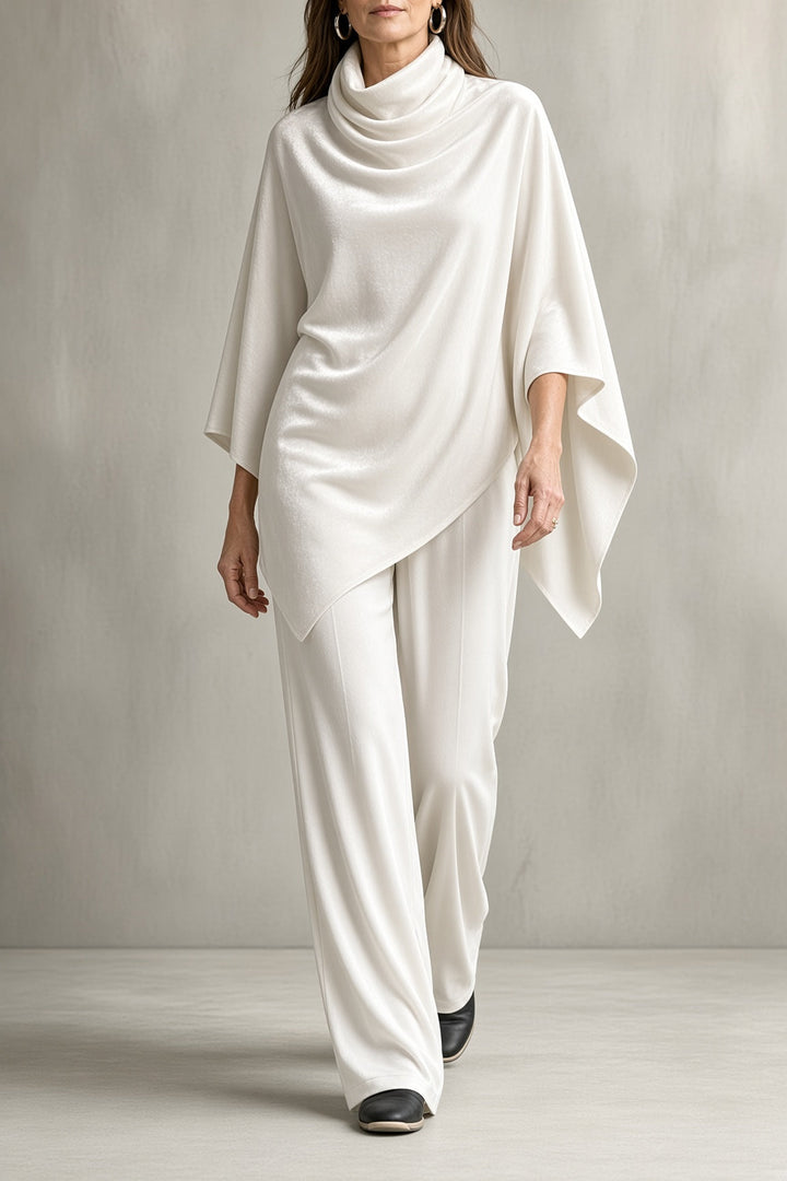 Holly draped two-piece set by Bennett and Lowe featuring stylish, flowing fabric and a modern, elegant design.