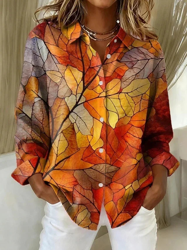 Lisette | Botanical-Print Button Blouse