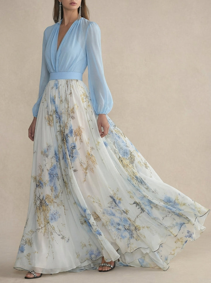 Victoria | Floral Chiffon Maxi Dress for Women