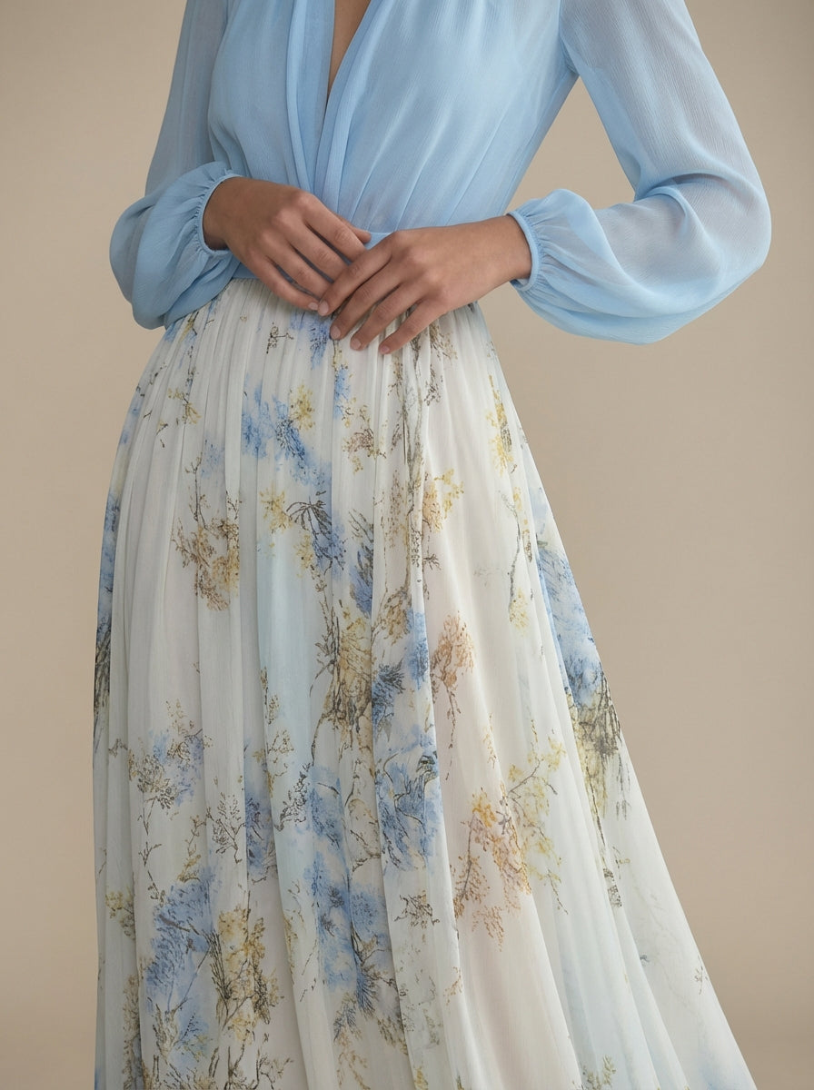 Victoria | Floral Chiffon Maxi Dress for Women