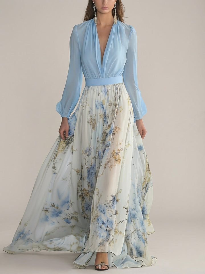 Victoria | Floral Chiffon Maxi Dress for Women