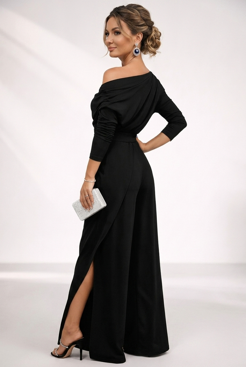 Paula | One-Shoulder Draped Wide-Leg Jumpsuit for Women