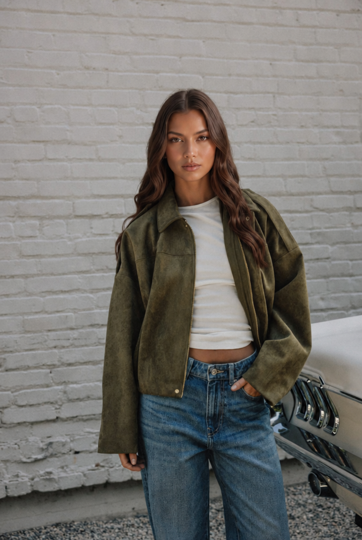 Sloane | Oversized Cropped Zip Jacket