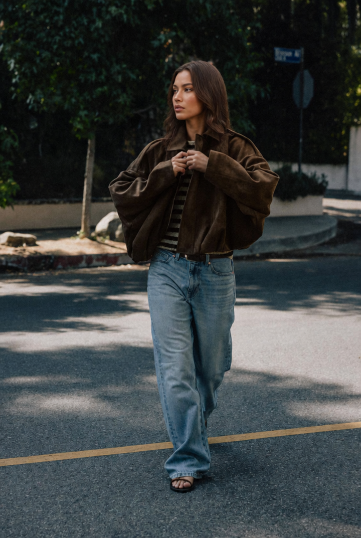 Sloane | Oversized Cropped Zip Jacket