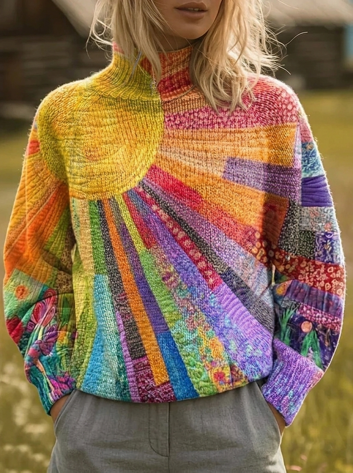 Rosalind | Sunburst Print Turtleneck