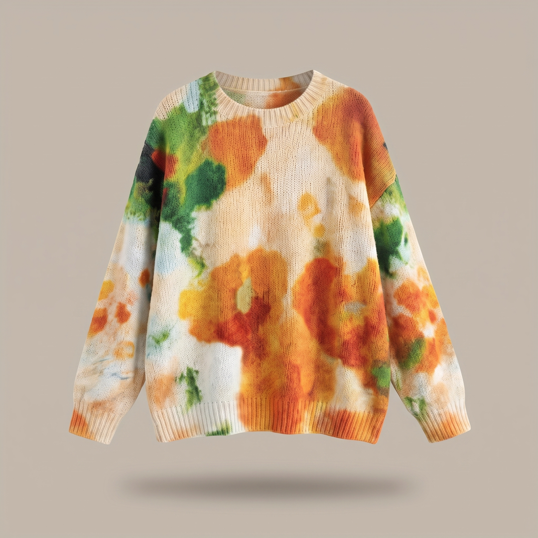 Amberlei | Orange Tie-Dye Floral Sweater