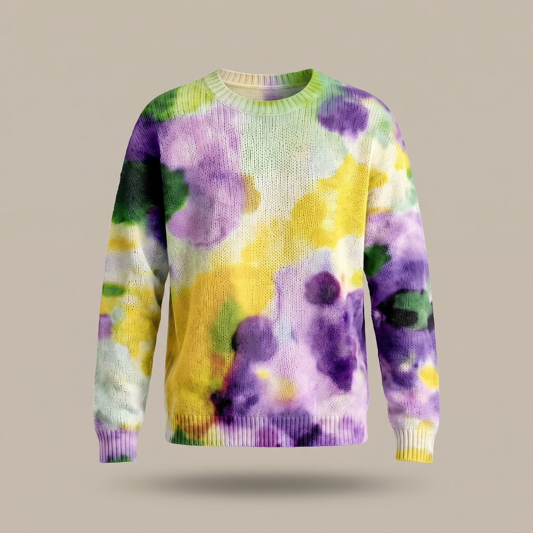 Violetta | Purple Tie-Dye Floral Sweater
