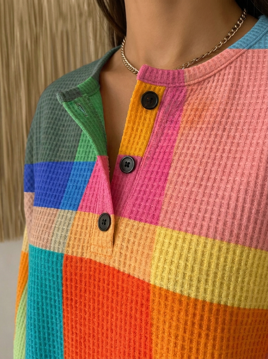 Crestine | Waffle-Knit Long-Sleeve Comfort Sweater for Women