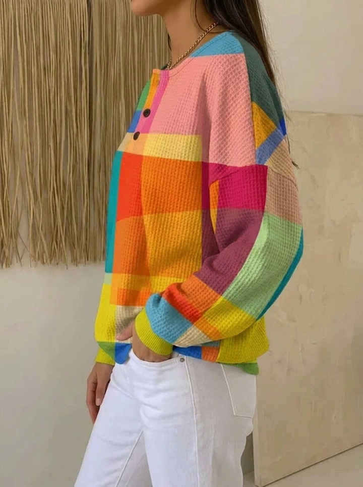 Crestine | Waffle-Knit Long-Sleeve Comfort Sweater for Women