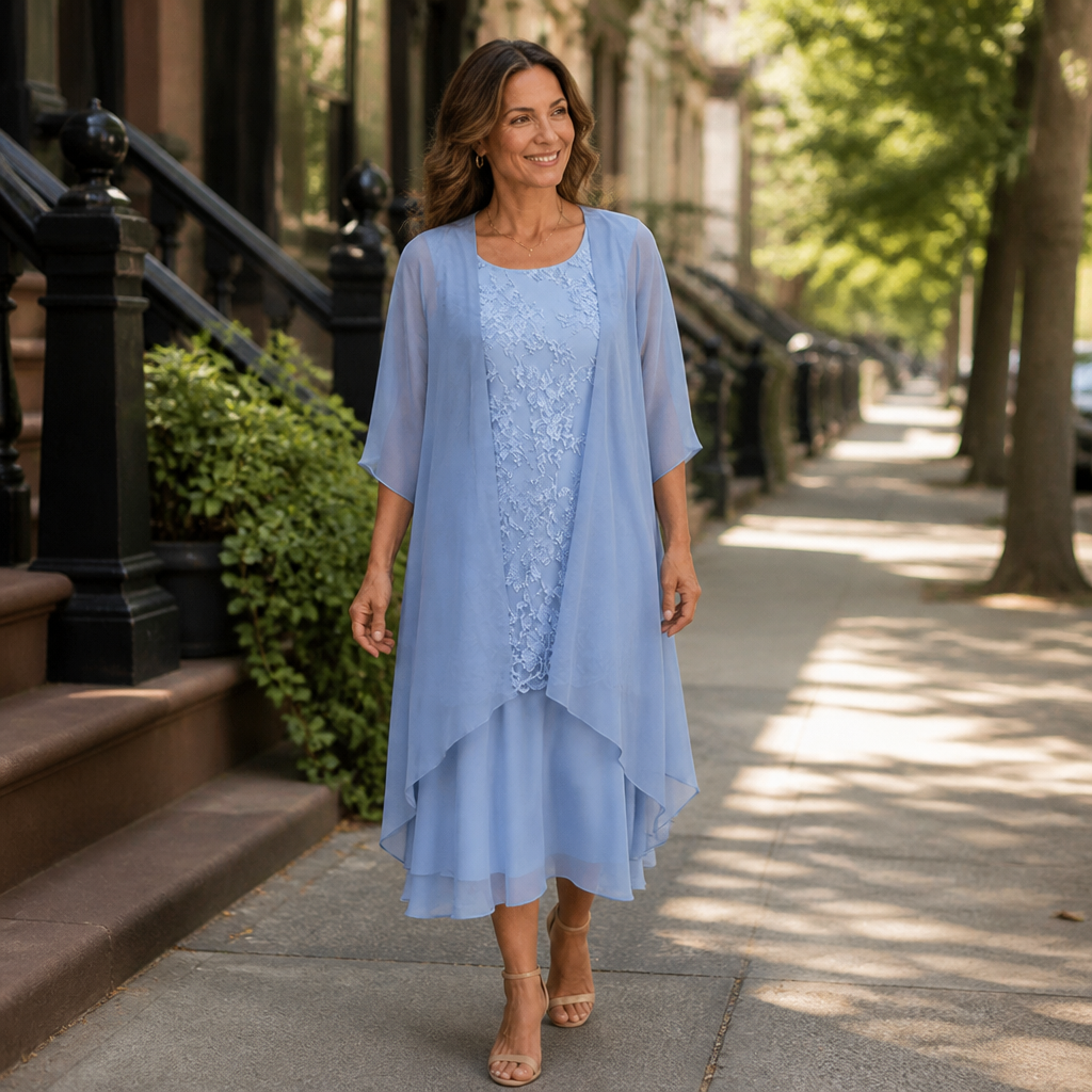 Eleanor | Elegant Chiffon Two-Piece Dress
