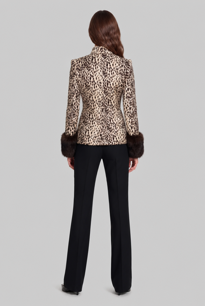 Ottoline | Leopard Print Contrast-Cuff Jacket