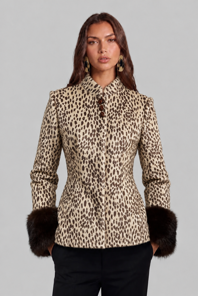 Ottoline | Leopard Print Contrast-Cuff Jacket